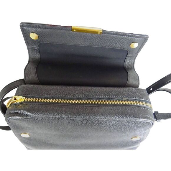 MARC JACOBS WOMEN'S HAIL TO QUEEN DIANA PEBBLED BLACK LEATHER SATCHEL BAG CB - Picture 4 of 10